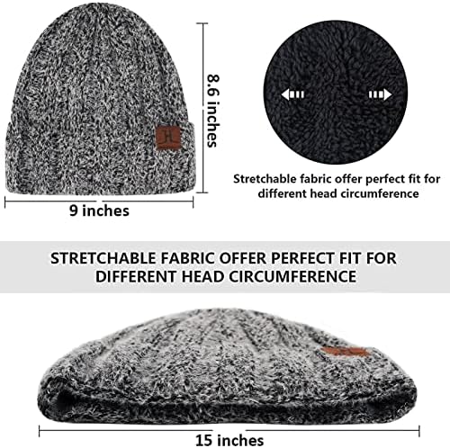 Bequemer Laden Womens Winter Warm Knit Beanie Hat Touchscreen Gloves Set with Fleece Lined Skull Cap Gloves Set for Women