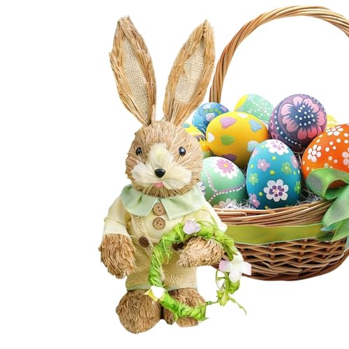 Generico Estatuilla de Conejo – Escultura de Animales de Paja para Las – Estatua de Conejo de Paja – Centro de Mesa para Entrada Interior Dormitorio salón librerías