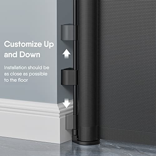Punch-Free Retractable Baby Gates, BabyBond 33 * 55 inches Extra Wide Baby Gate for Stairs Suitable for Kids or Pets Indoor and Outdoor Dog Gates for Doorways, Stairs, Hallways, Black - Thumbnail 3