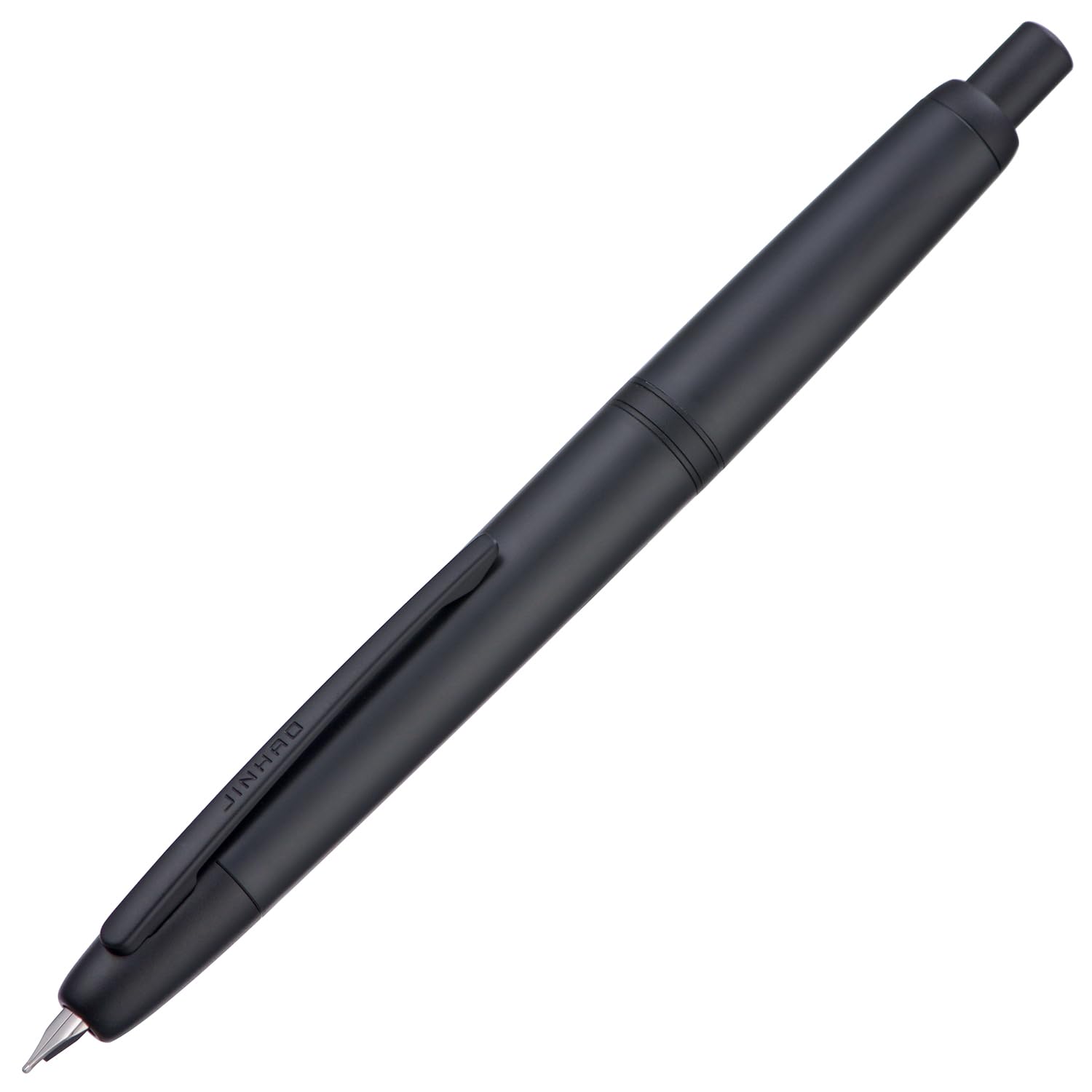 Jinhao 20 Press Fountain Pen, Matte Black Retractable Fine Nib with Ink Converter Set (Black Clip) Matte Black (Black Clip) Fine