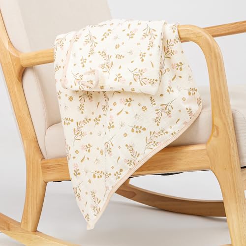 Image of Baby Bath Towel with Hood - 6-Layer Organic Cotton Muslin Hooded Towel, Soft Absorbent Large 25x51 inches for Toddler Baby (Pink, Floral)