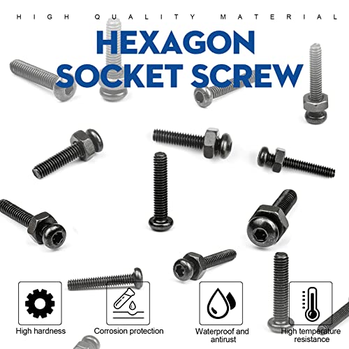 NINDEJIN M3 Button Head Hex Socket Cap Screw Bolt and Nut Assortment Kit - Image 2
