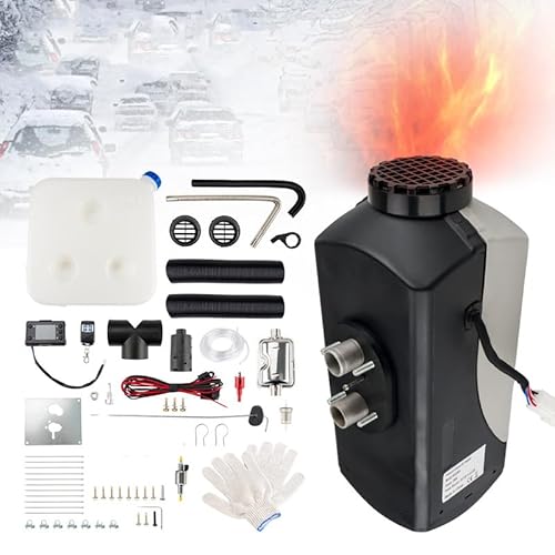 Fesuda 12V 8KW Air Diesel Heater Portable Parking Heater Kit with Silencer Remote LCD Display, Diesel Heating Quiet for Car Trucks Boat Bus RV Trailer Motorhomes Yacht Caravan Touring Black Grey