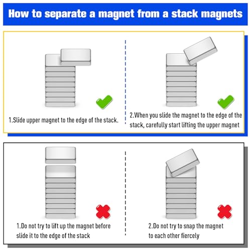 Image of FINDMAG Rare Earth Magnet Strips with Adhesive Backing, 10 Pack, 60x10x4mm | Strong neodymium bar magnets with a flat bar shape; for wall signs, cabinet doors, posters, tool storage and garage setups