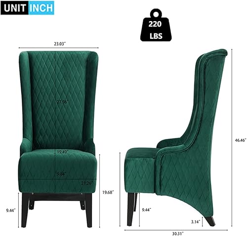 Miniatura 9 de Yuxuanhang Sillas de piel sintética con respaldo alto, sillón tapizado retro con respaldo de ala King Throne, silla lateral contemporánea de ocio