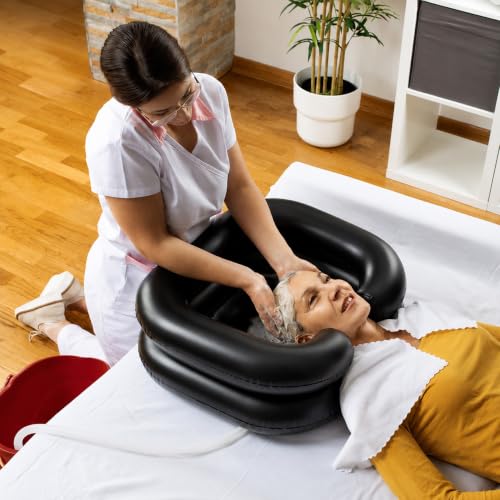Image of Clefairy Inflatable Hair Washing Tray with an Air Pump, Portable Basin for Seniors Children Pregnant Wounded Disabled, Mobile Salon Equipment in Bed or on Wheelchair (BIG)