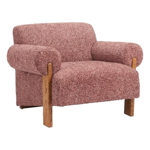 Sillón moderno con respaldo y patas de madera cobre
