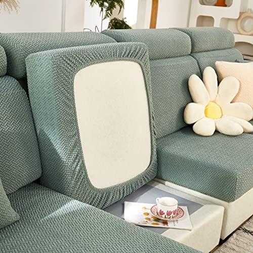 Topchances Sofa Seat Cushion Covers - High Stretch Universal Elastic Sofa Cover, Non-Slip Sofa Couch Slipcovers for Sofa L Shaped Chaise Longue Furniture Protection (Weaves,Grey)