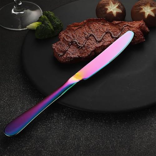 Image of aDai Premium Cutlery Set | Stainless Steel Tableware | Mirror Finish | Includes Spoon Fork Knife & Teaspoon | Elegant Flatware Set for Dining, Parties & Gifting (Rainbow, Set of 40)