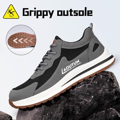 LAoutun Steel Toe Shoes for Men Women Safety Work Shoes Indestructible Steel Toe Sneakers Lightweight Work Shoes Toe Shoes4