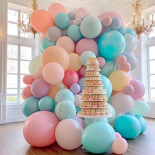 Image of 100 Pack 18 inch Pastel Balloons 10 Kinds Colors Colorful Party Balloon Bulk for Various Party Events Decorations