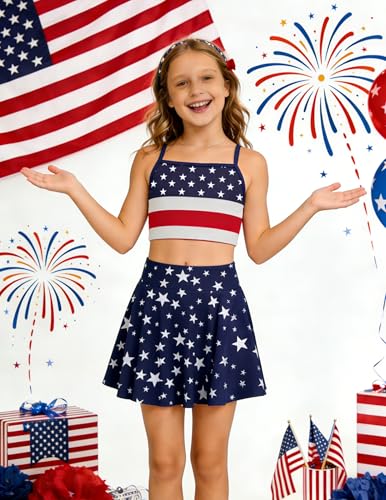 Image of Arshiner Girls 3 Piece Swimsuit for Teen Girl Tankini Swimsuits Bathing Suit Beach Bikini Swimwear with Skirt