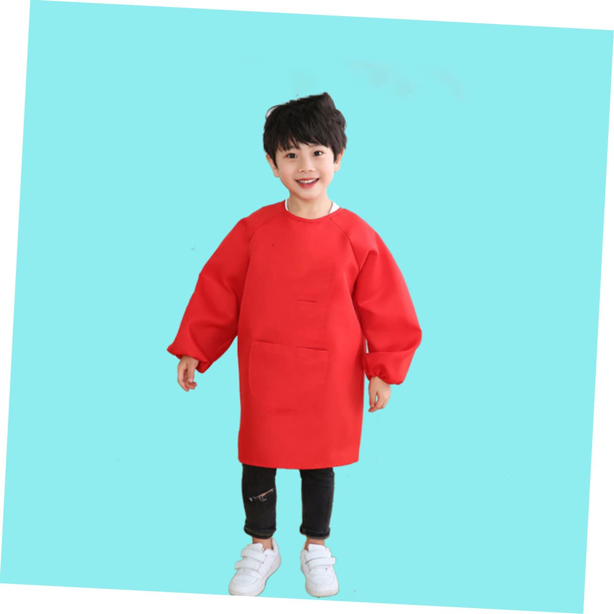 BESTonZON 2piezas Delantal Infantil De Mangas Para Protector De Ropa Rojo Para Dibujar y
