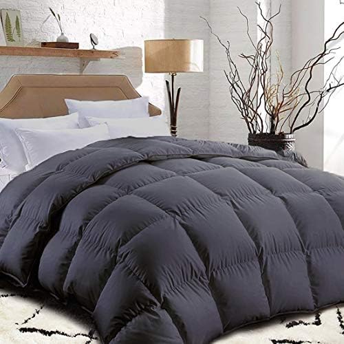 Comforter Soft Goose Down Alternative Duvet Insert Warm Winter 2100 Series Quilt with Corner Tab for All Season, Prima Microfiber Filled (Grey, Queen-1)