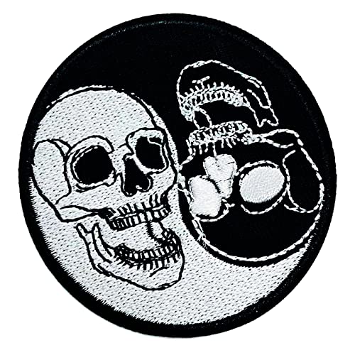 Wikineon Embroidered Iron On Patch, Funny Ghost Skull Patch - Punk Motorcycle Embroidered Applique Badge Iron On/Sew On Diy Clothing Accessories, Perfect For Backpack, Clothes, Hats & Jeans #TOP17