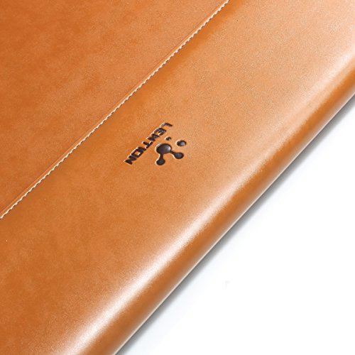 LENTION Split Leather Sleeve Case Compatible 2016-2019 MacBook Pro 13 (Thunderbolt 3), New Mac Air, XPS 13, iPad Pro 12.9 and Ultra Slim Laptop, Magnetic Snaps & Soft Touch (Brown) - Thumbnail 4