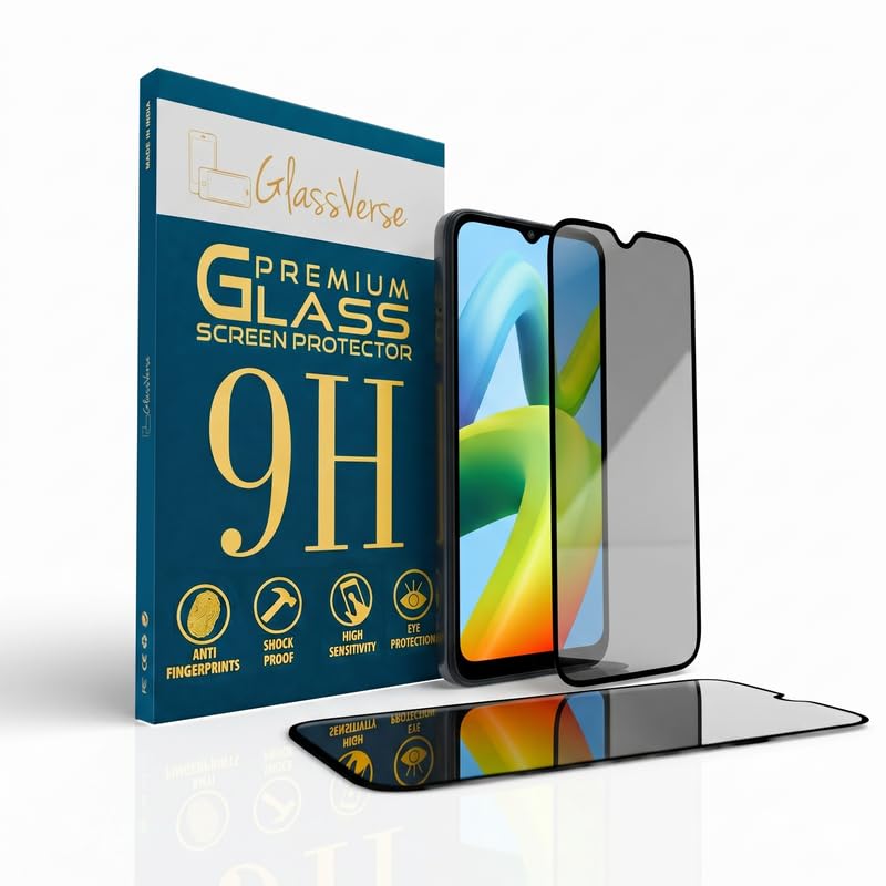 Image of GlassVerse Privacy Tempered Glass for Redmi A1 | Anti Spy Screen Protector, 9H Hardness, Edge to Edge, Case Friendly, Hassle-less Installation Kit Included. (Pack of 2)
