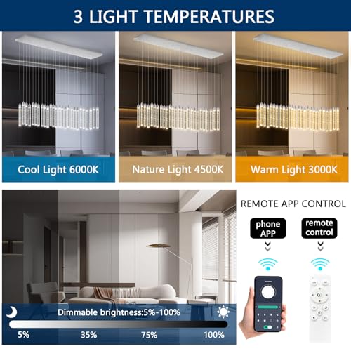 Image of Rectangular Chandeliers 26-Lights Long Light for Entryway LED Dimmable Chandeliers Lighting Fixture Flat Sloped High Ceiling Pendant Lights Crystal for Living Room Foyer Hallway Staircase Silver