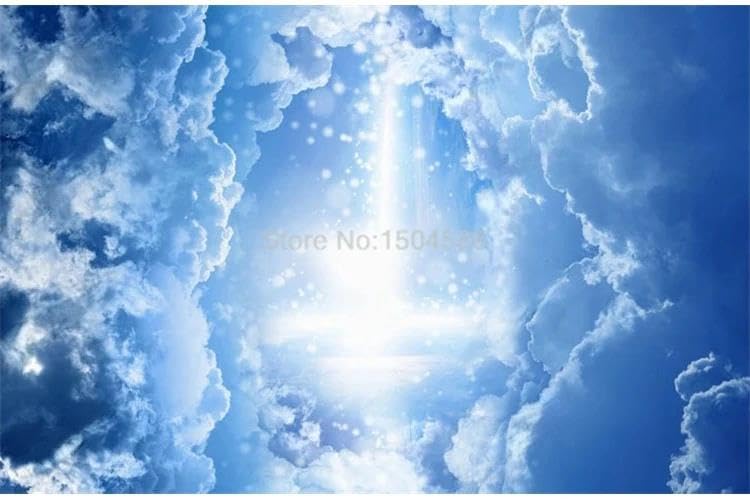 SABORR Dak decoratie muurschildering 3d plafond behang blauwe hemel witte wolken zonneschijn woonkamer slaapkamer muur kunst sticker schilderij