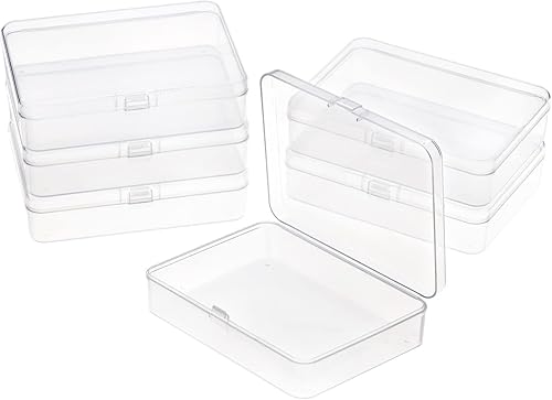 Miniatura 1 de ISKYBOB Paquete de 6 recipientes rectangulares de plástico transparente con tapa con bisagras, organizador de manualidades para crayón, pasador