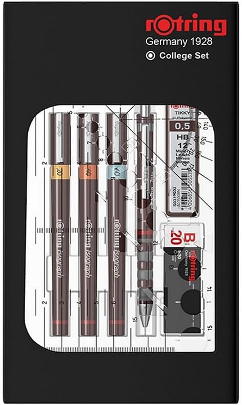 rOtring Isograph Fineliner Pen & Pencil College Set S0699390-3 Technical Pens (0.20mm, 0.40mm, 0.60mm) and Mechanical Pencil (0.5mm) - Image 2