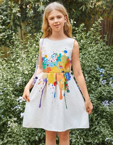 21KIDS Girls Kids Casual Dress Paint Butterfly Rose Animal Fall Sleeveless Dresses4