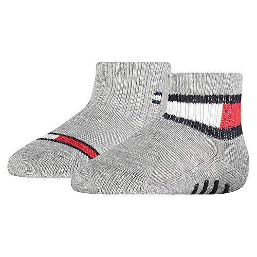 Tommy Hilfiger Unisex Baby Baby Flag Sokken (2 Pack) Socks, Light Grey Melange, 23-26 EU