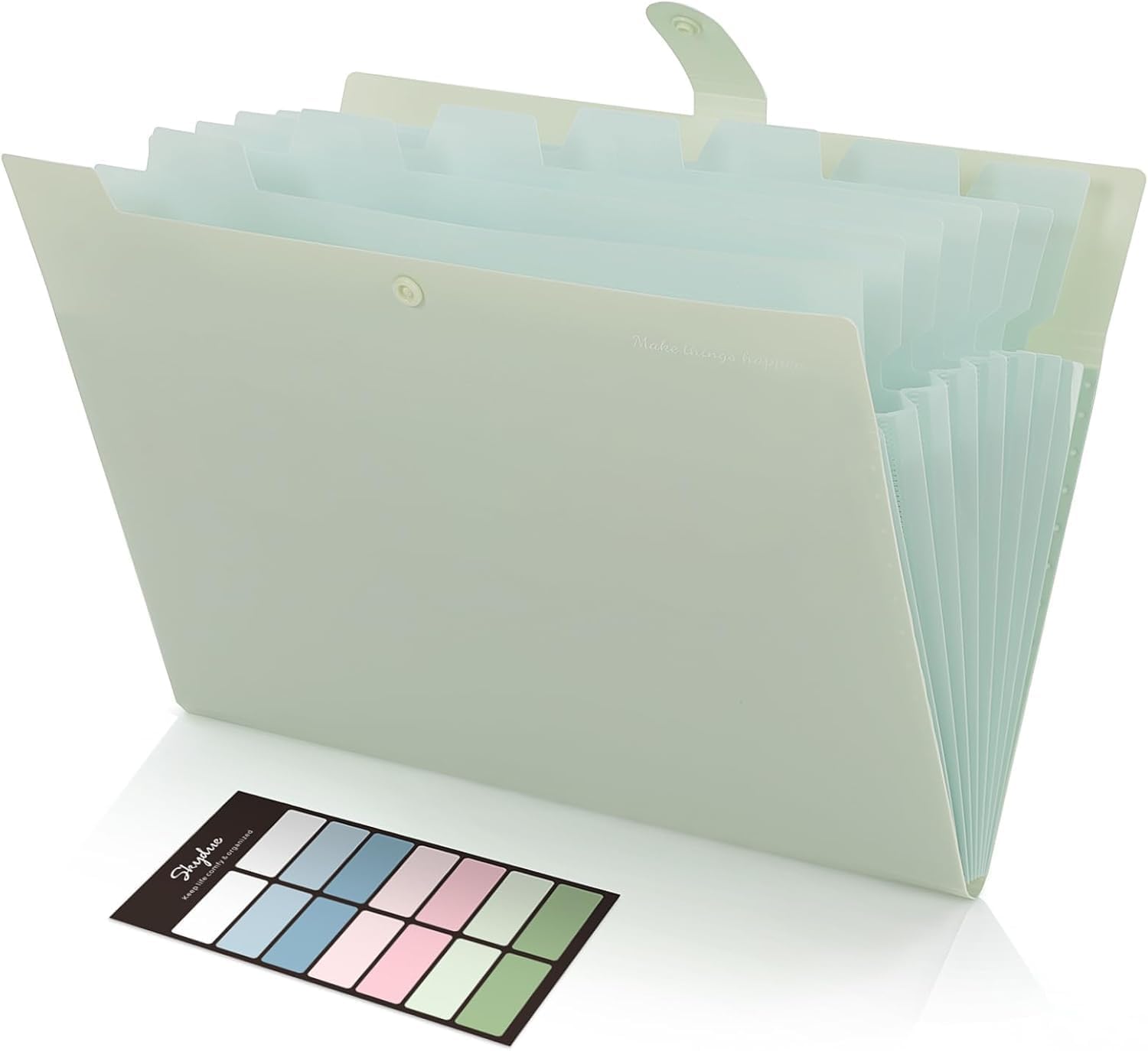 Skydue Expanding File with 8 Compartments, A4 Folder / Document Bag Organiser for Office, Home, School Documents (Light Green) — image 1