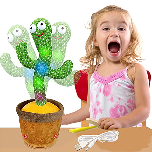 M MITLINK Dancing Cactus Repeats What You Say,Electronic Plush Toy with Lighting,Singing Cactus Recording and Repeat Your Words for Education Toys,Singing Cactus Toy, Cactus Plush Toy