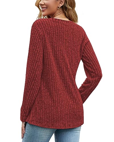 Image of JomeDesign Womens Sweaters Long Sleeve Shirts V Neck Sweatshirt Loose Casual Tunic Tops