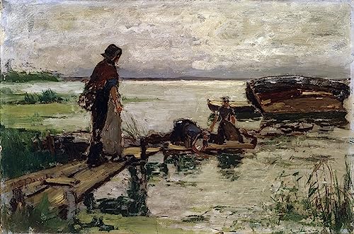 Peinture sur toile Au bord de Jozef Israels image nordique 60x90cm