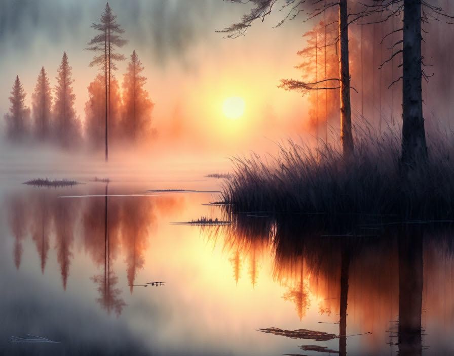 Mise en valeur murale avec la toile Meechi paysage de brume matinale