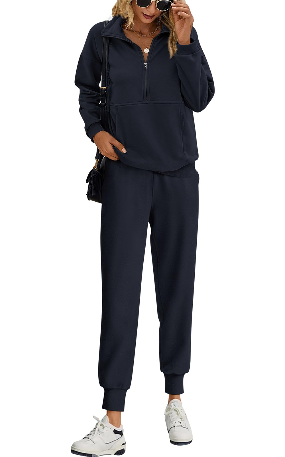PRETTYGARDEN Long Sleeve Half Zip Sweatsuits Women 2 Piece Outfit Fall 2025 Casual Sweatshirt Sweatpants Lounge Set Tracksuit