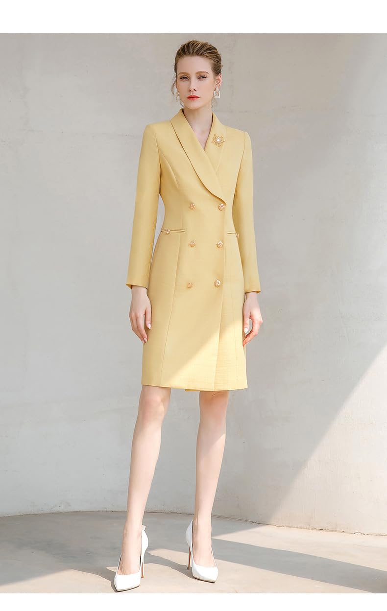 Donna Casual Scialle Risvolto Vestito Blazer Doppio Petto Smoking Cappotto