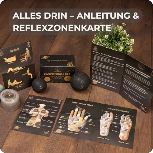 M.S.Lemberg® Faszienball 2er Set [6cm & 8cm]- Massageball für gezielte Selbstmassage der Faszien - Fuß, Rücken, Nacken, Schultern, Beine - Faszienkugel Massage Ball klein - Black Orbit Edition 2