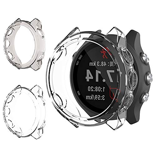 Miimall【2枚入り】Garmin(ガーミン) ForeAthlete 245 Music / 245専用ケース ForeAthlete 245 Music カバー ソフト TPU材質 ぴったり対応 擦り傷防止 軽量 防衝撃 ForeAthlete 245 保護ケース バンパー(グレー+クリア)