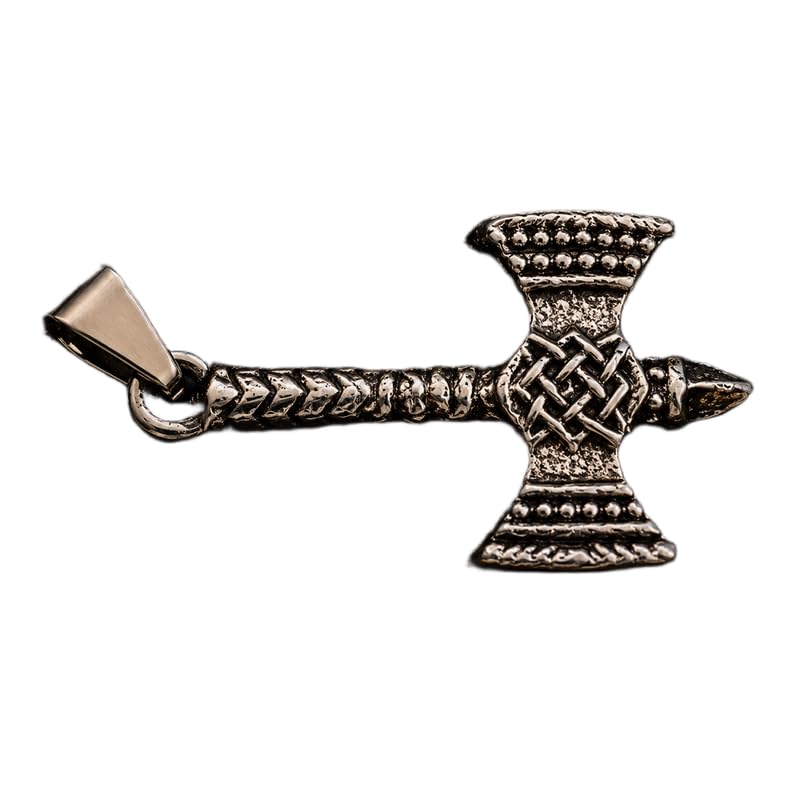 Stainless Steel Viking Hammer Pendant Charm, Norse Thor's Hammer Mjolnir Pendant with Celtic Knot Design, Antique Silver Finish, 35x20 mm. RR_CSP_0034-image-32