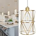 Zlierop Brushed Gold Pendant Light, Modern Kitchen Pendant Lighting Over Island, Pendant Lighting with Clear Glass Shade, Glass Pendant Lights Kitchen Island, Foyer, Dining Room, Entryway