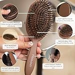 FRAMAR Soft Boar Bristle Hair Brush For Women – Boars Hair Brush For Women, Boar Brush For Fine Hair, Hairbrush For Fine Hair, Soft Bristle Brush For Slick Back, Volume and Shine - Chocolate - Image 2