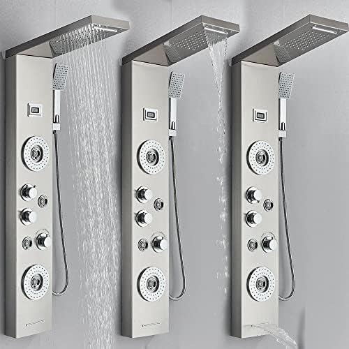 Panel de Ducha Torre en Acero Inoxidable Impermeable con Chorro Lluvia y Masaje, Juego de Grifo miniatura 3