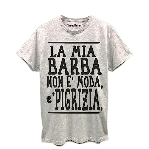 T-shirt homme La Mia Barba gris idée cadeau barbe taille L