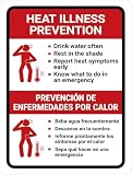 Heat Illness Prevention Bilingual Spanish Portrait - Wall Sign Safety Signs Warning Caution Metal Tin Sign, 8X12 in
