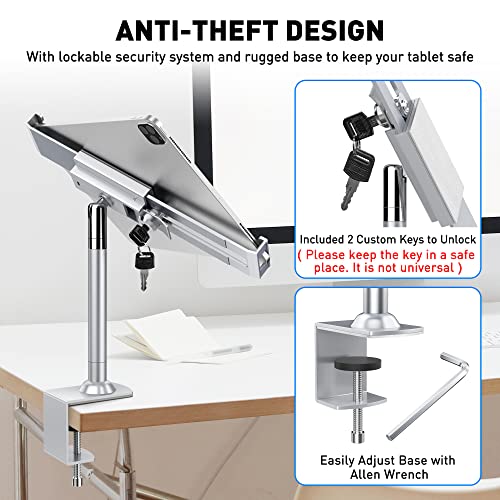 Abovetek Th-248B Tablet Wall Mount Bundle With Th-518S Anti Theft Locking Tablet Stand Holder - 360/320 Pos Swivel - Lockable Tablet Security Stand Lock, Fits 7 To 11 Inch Ipad Fire Microsoft Galaxy #TOP4