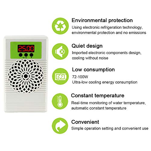 Poafamx 5gal Aquarium Water Chiller 20L Fish Tank Cooling System 25-40℃ Temperature Setting Constant Quiet for Home Use Jellyfish Coral Aquaculture 110V with pump (20L Chiller)