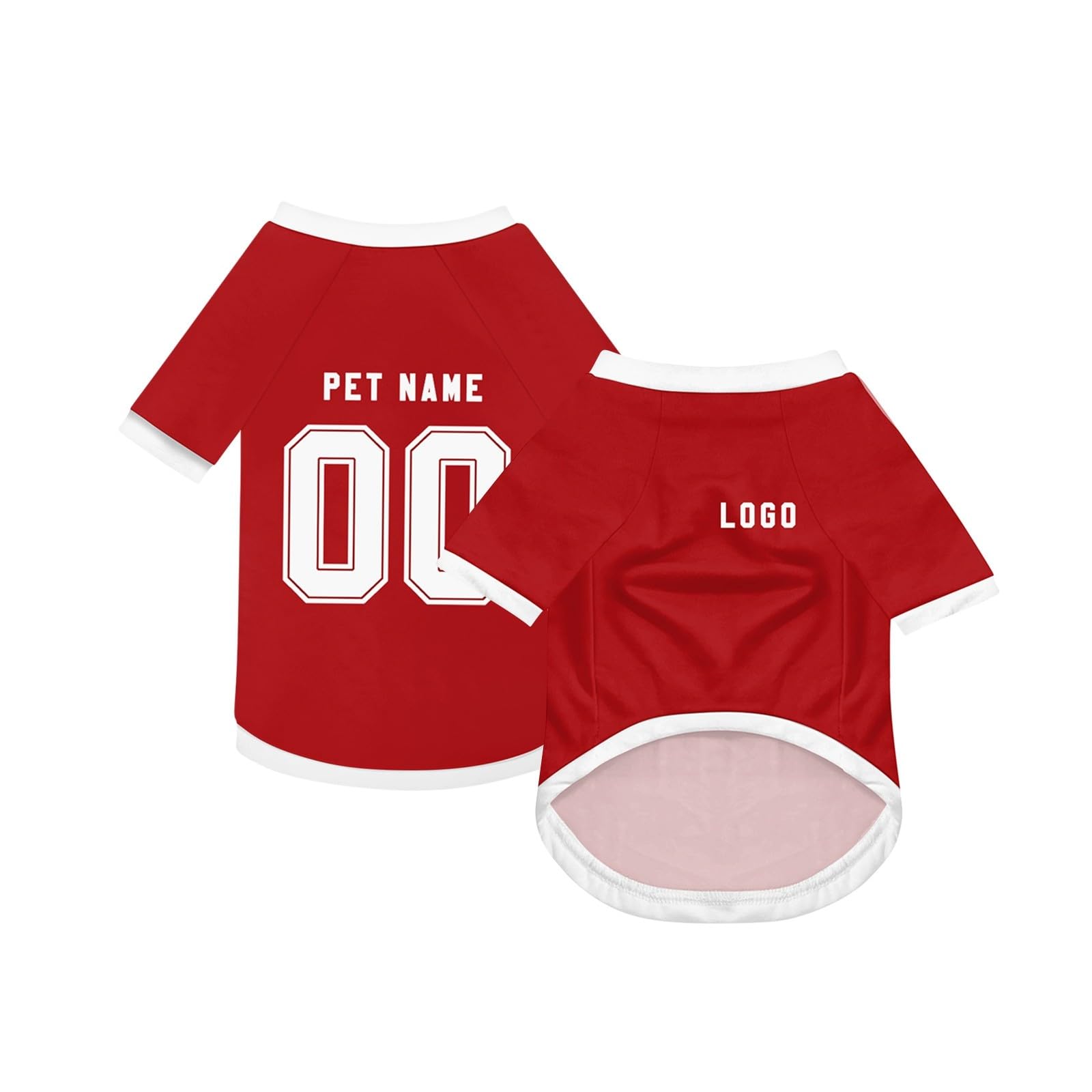 Personalized Pet Soccer T-Shirt Custom Name Number Team Logo Moisture Wicking Lightweight Football Jersey for Puppies Kittens Daily Walking & Outdoor Playtime Red