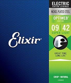 Elixir Strings 19002 Electric Guitar With Optiweb Coating, Super Light (.009-.042)