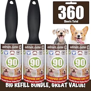 Lint Rollers for Pet Hair, Lint Remover Clothes Garment Sticky, Dog Hair Remover Cat Hair, Animal Hair, Pet Fur, Dust Cleaner Lint Brush 360 Sheets