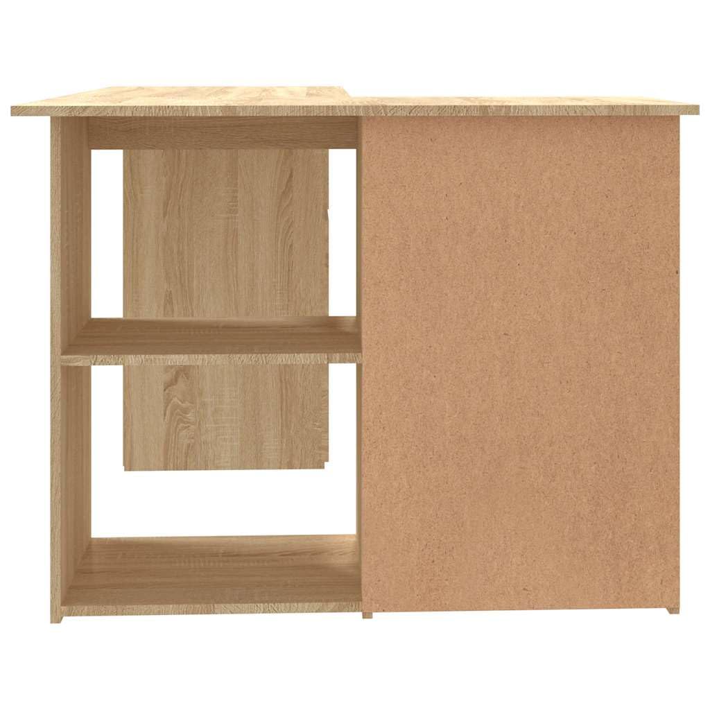 Scrivania angolare in legno di rovere Sonoma, 145 x 100 x 76 cm, con 4 cassetti e ripiani, per ufficio, studio, casa, organizzazione e postazione di lavoro