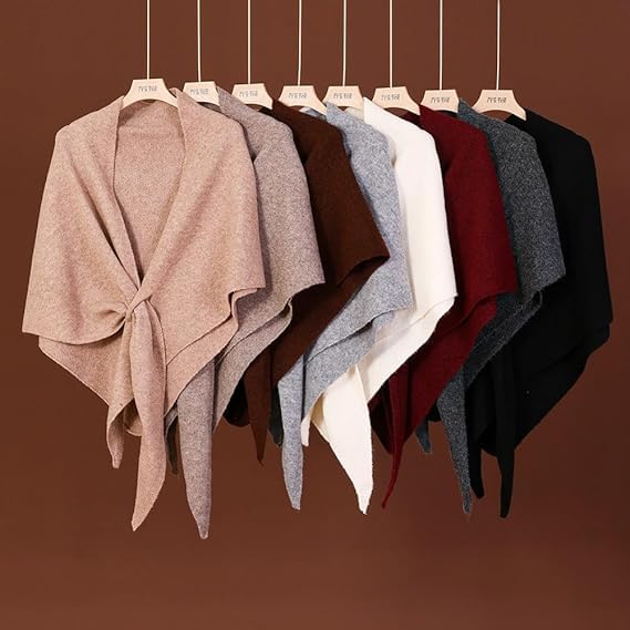 Valuablety Shawl, Women's Solid Color Wool Blend Shawl, Lightweight Soft Triangle Fleece Shawls Wrap for All Seasons3