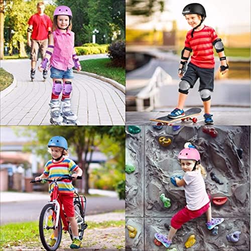 LEDIVO Kids Adjustable Bike Helmet Toddler Helmet for Kids 2-16 Years Girls Boys, Sport Protective Gear Set Knee Elbow Wrist Pads for Roller Skating Skateboard BMX Scooter Cycling (Black) 2 51uP6Eu+bbL. AC